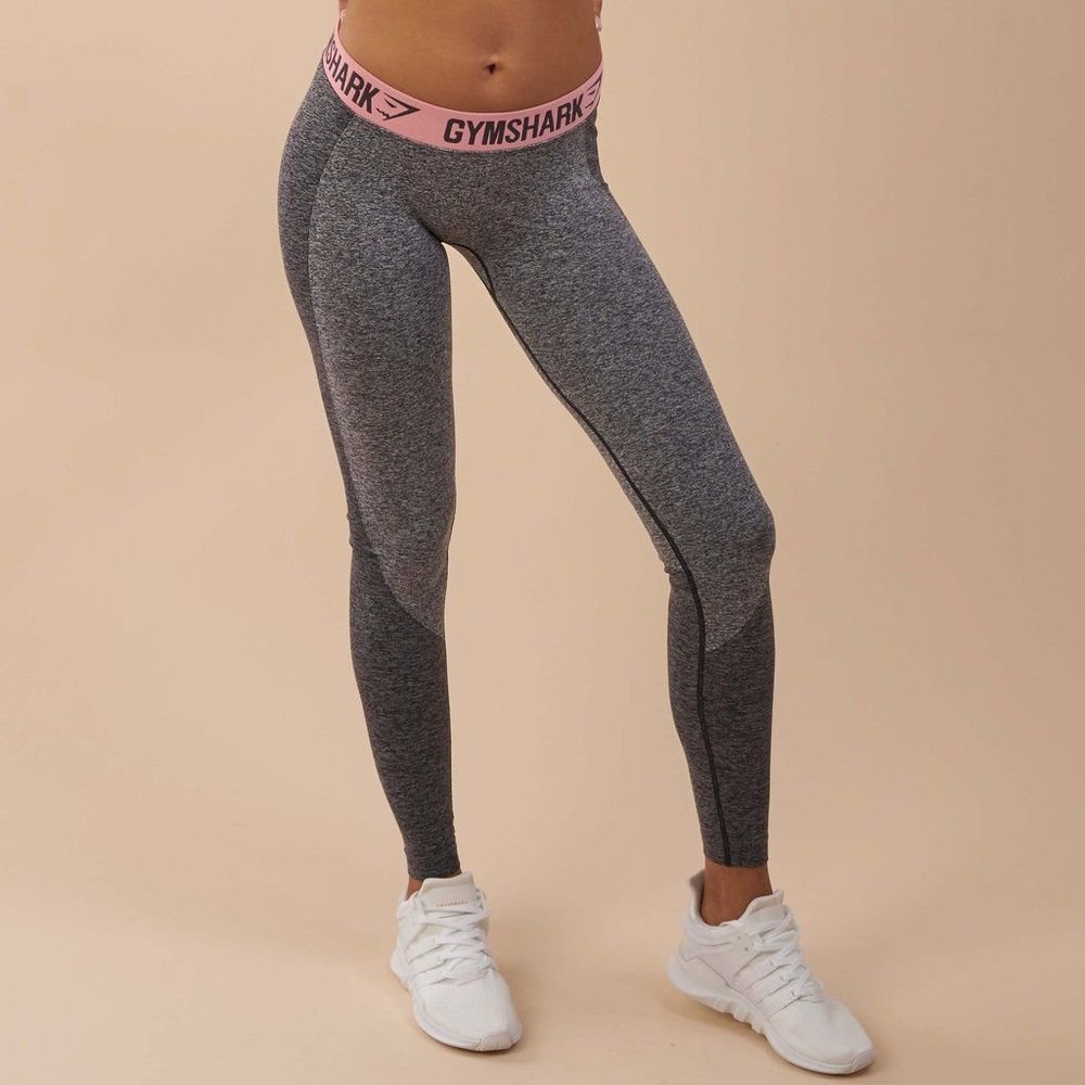 Gymshark Flex Low Rise Leggings - Black Marl/Charcoal